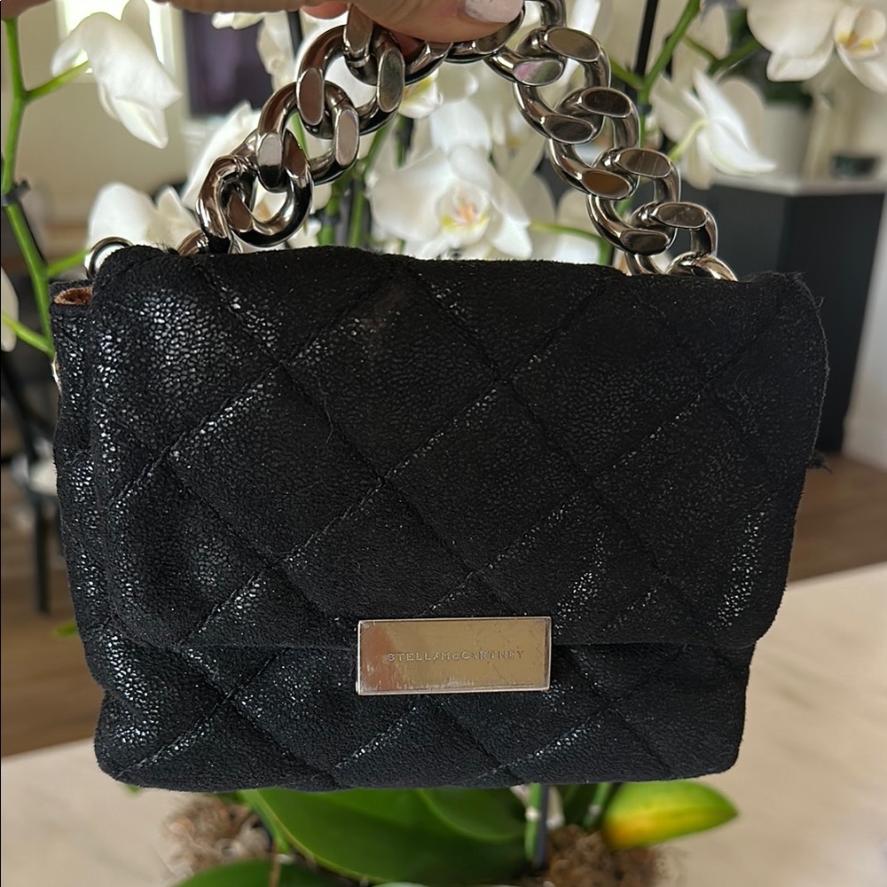 Stella McCartney Black and Silver Mini Quilted Bag
